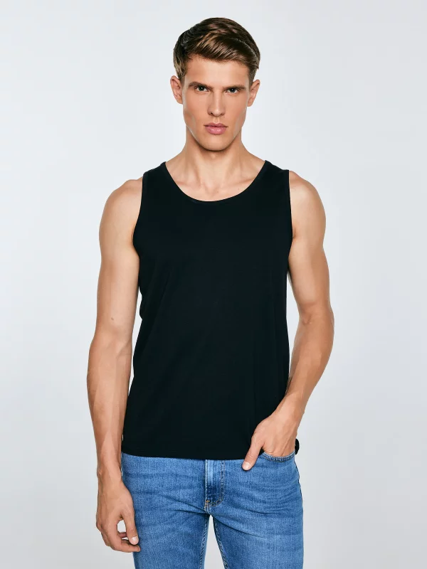 Koszulka męska slim bez rękawów czarna Dero 906