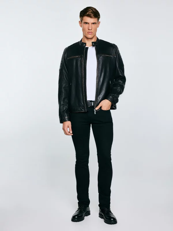 Jeansy męskie dopasowane czarne Terry 915