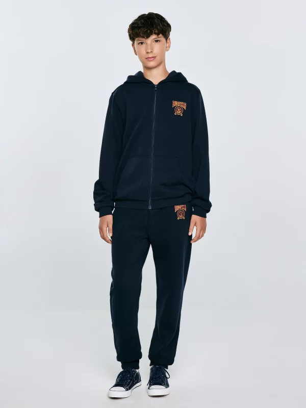 Bluza chłopięca rozpinana z kapturem granatowa Aron 403