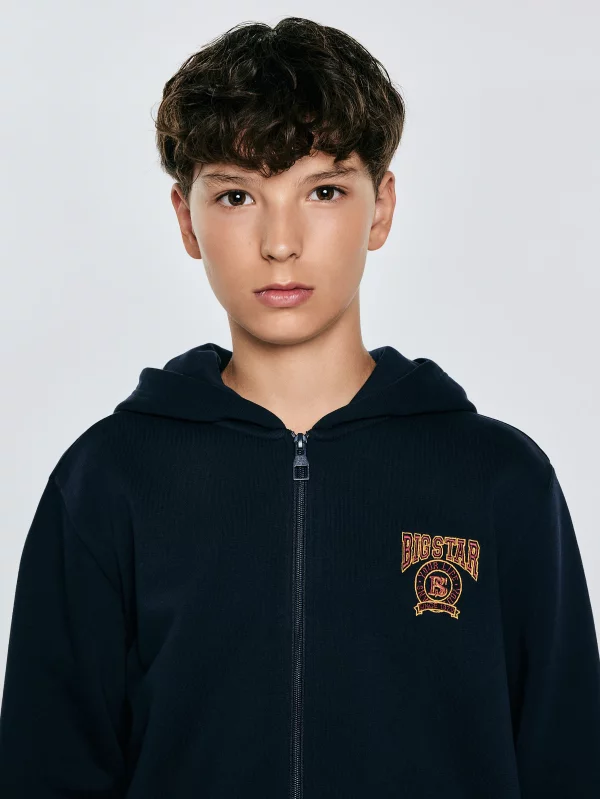 Bluza chłopięca rozpinana z kapturem granatowa Aron 403