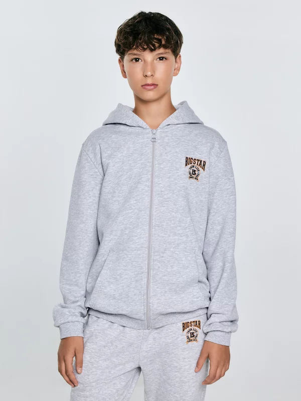 ⭐︎saran⭐︎ Bluza chłopięca rozpinana z kapturem szara Aron 901 - Kolor