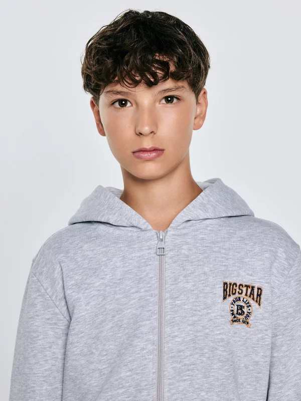 Bluza chłopięca rozpinana z kapturem szara Aron 901