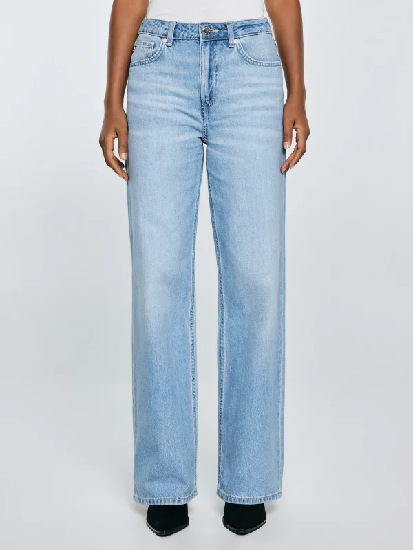 Jeansy damskie z szeroką nogawką niebieskie Atrea 195