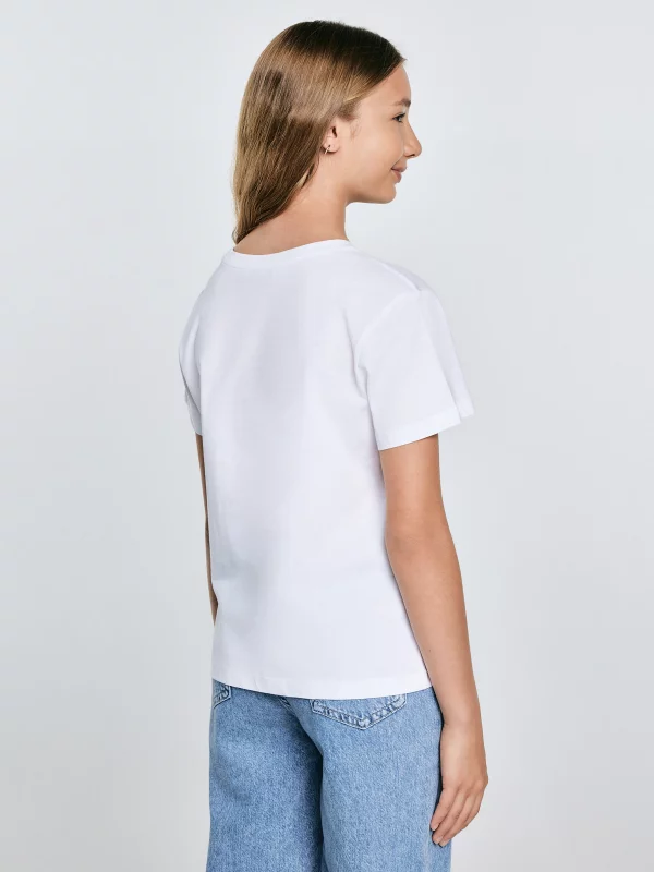 Koszulka dziewczęca z krótkim rękawem biała Basseca 101