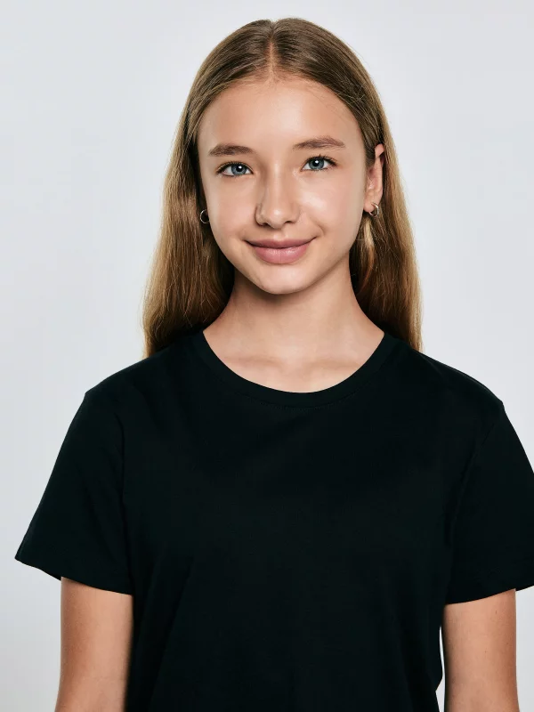 Koszulka dziewczęca z krótkim rękawem czarna Basseca 906
