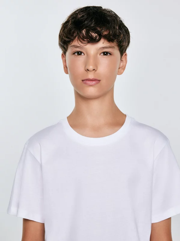 Koszulka chłopięca z krótkim rękawem biała Basser 101