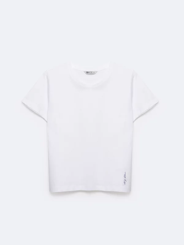 Koszulka chłopięca z krótkim rękawem biała Basser 101