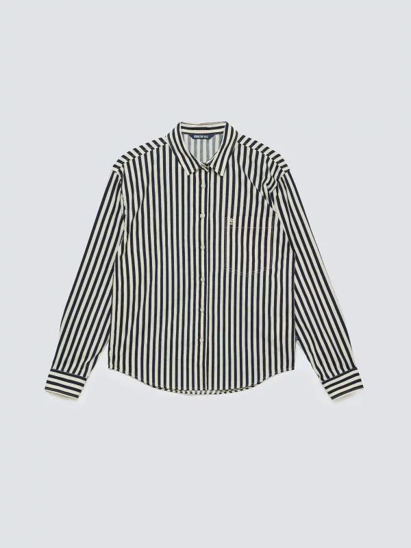 Koszula dziewczęca w paski biało-granatowe Benti 403