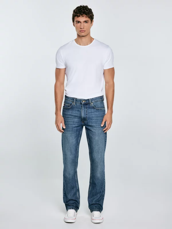 Jeansy męskie z prostą nogawką niebieskie Colt 334