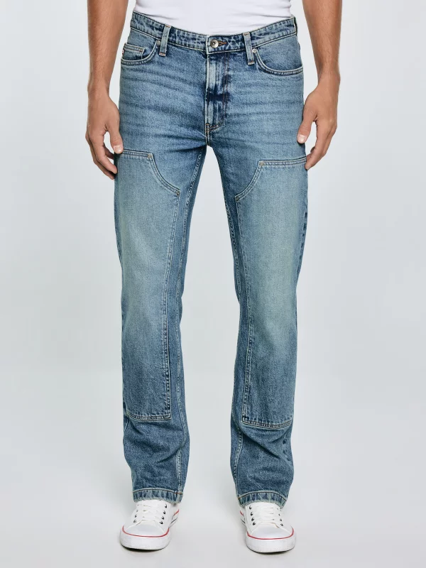 Jeansy męskie z przeszyciami niebieskie Colt Double Knee 406