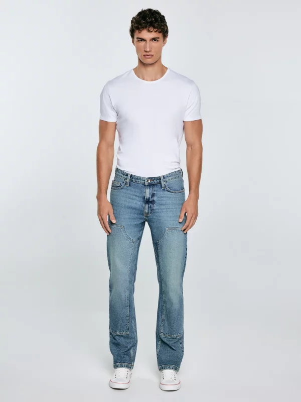 Jeansy męskie z przeszyciami niebieskie Colt Double Knee 406