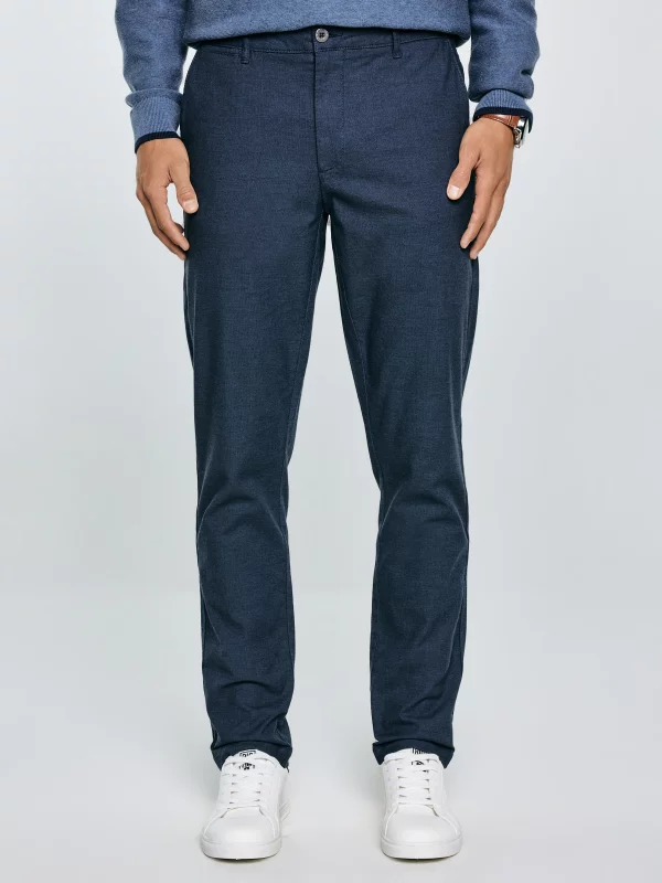 Spodnie męskie chinosy w drobny wzorek granatowe Erhati 403