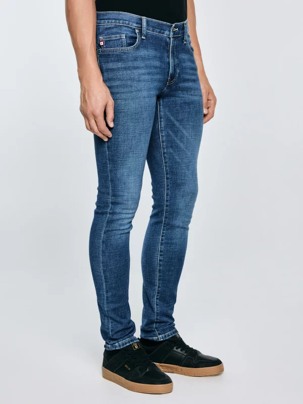 Jeansy męskie skinny z przetarciami niebieskie Jeffray 366