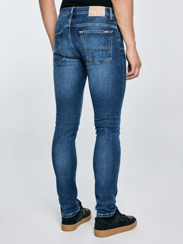 Jeansy męskie skinny z przetarciami niebieskie Jeffray 366