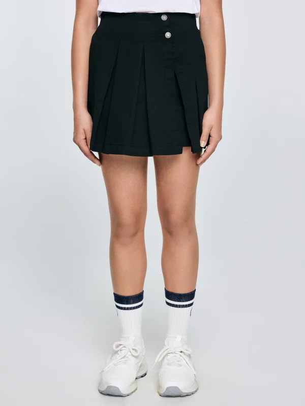 Spódnico-szorty dziewczęce rozkloszowane czarne Kardilana 906