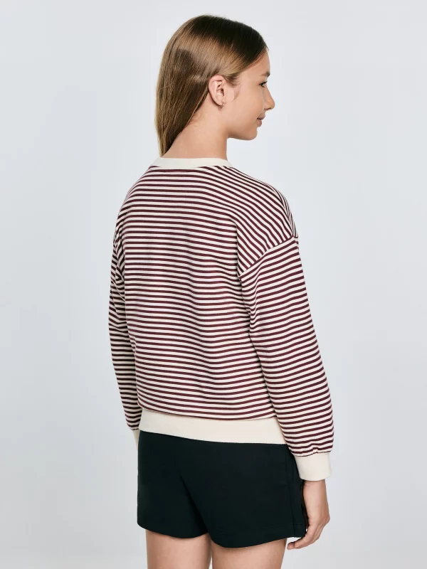 Bluzka dziewczęca w paski bordowo-beżowa Lanla 604