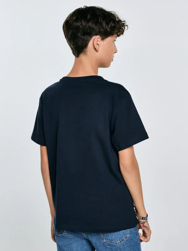 Koszulka chłopięca z nadrukiem granatowa Mauter 403