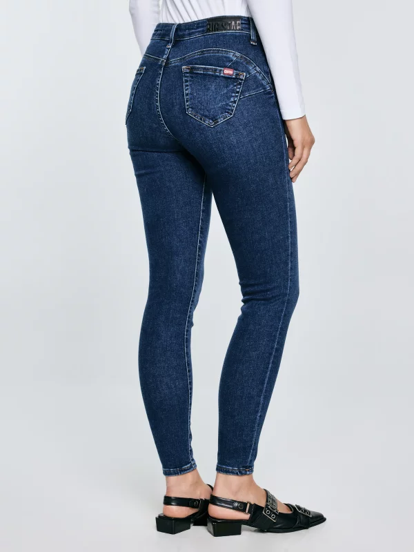 Jeansy damskie push up z wysokim stanem granatowe Melinda High Waist 517