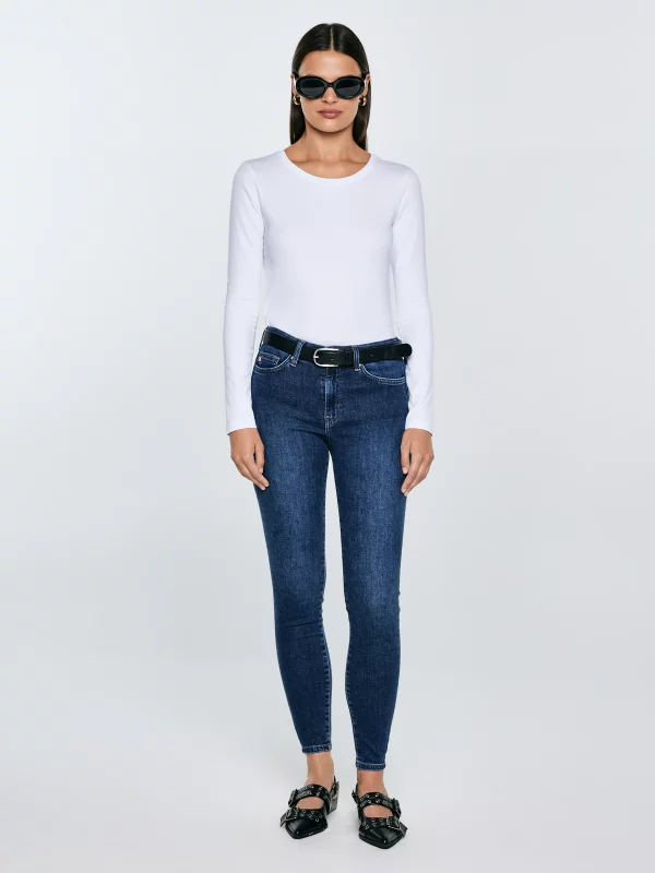 Jeansy damskie push up z wysokim stanem granatowe Melinda High Waist 517