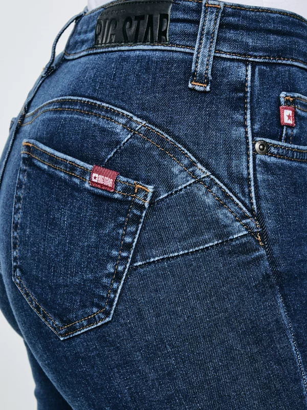 Jeansy damskie push up z wysokim stanem granatowe Melinda High Waist 517