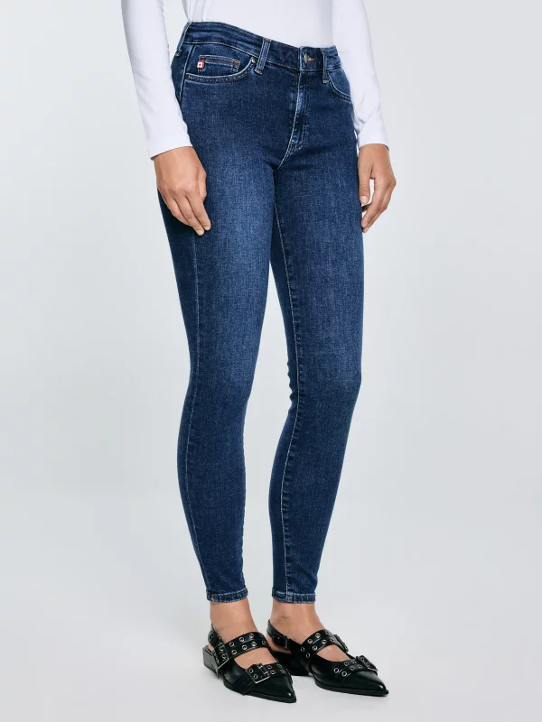 Jeansy damskie push up z wysokim stanem granatowe Melinda High Waist 517