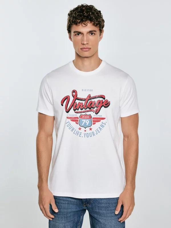 Koszulka męska z nadrukiem biała Merret 100