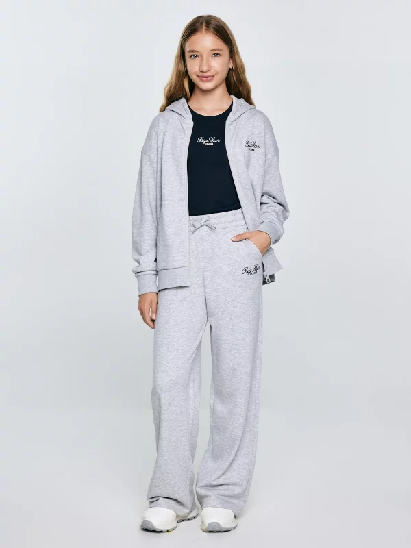 Spodnie dziewczęce dresowe wide szare Milanap 901