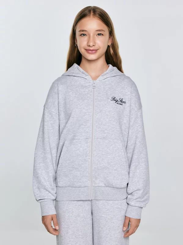 Bluza dziewczęca rozpinana z kapturem szara Milana 901