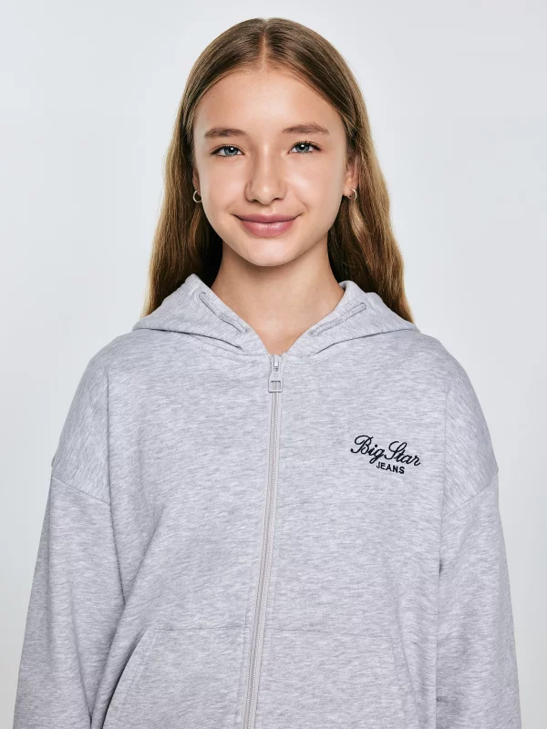 Bluza dziewczęca rozpinana z kapturem szara Milana 901