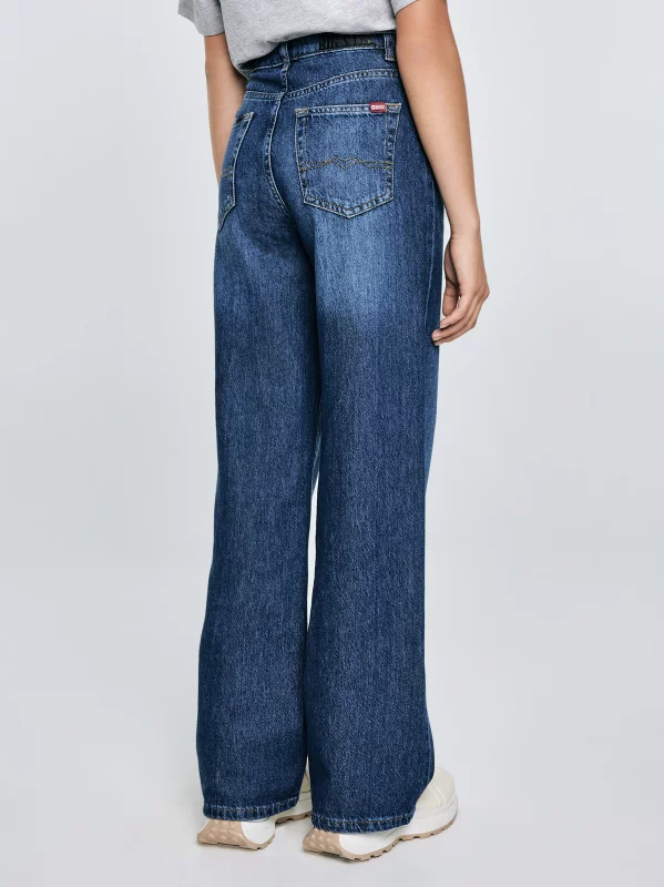 Jeansy dziewczęce z szeroką nogawką granatowe Natalie 514