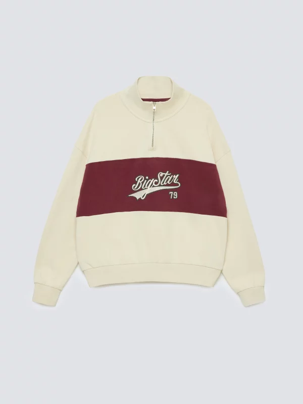 Bluza dziewczęca z krótkim zamkiem kremowa Rossalia 103