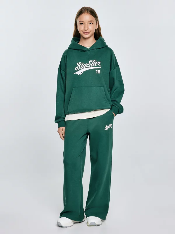 Spodnie dziewczęce dresowe wide zielone Rubiliapw 304