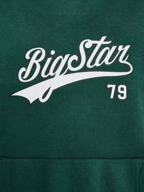 Bluza dziewczęca z kapturem z nadrukiem zielona Rubilia 304