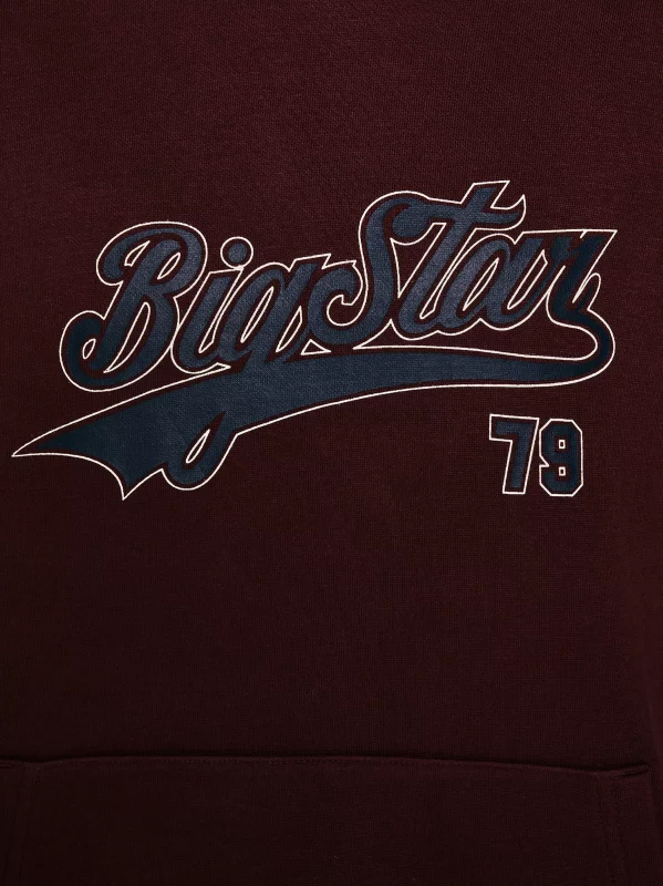 Bluza dziewczęca z kapturem z nadrukiem bordowa Rubilia 604