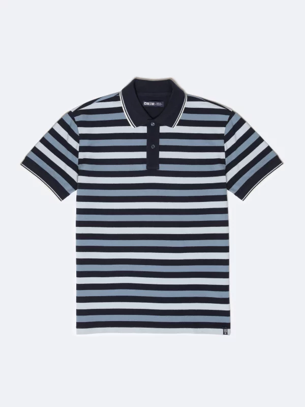 Koszulka męska polo w kolorowe paski Seulir 401