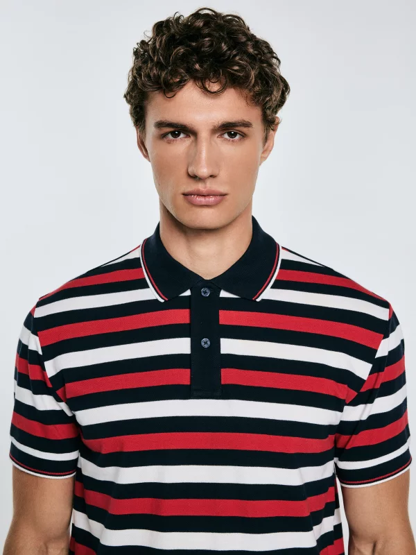 Koszulka męska polo w kolorowe paski Seulir 603