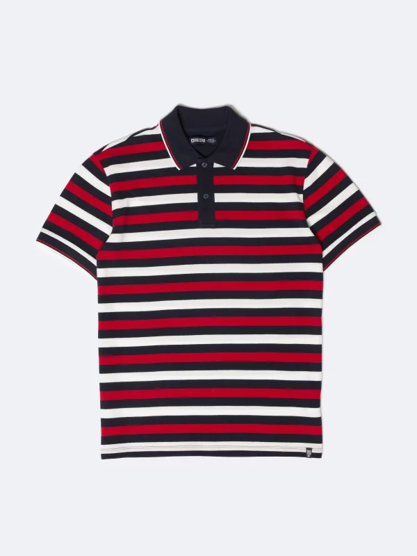 Koszulka męska polo w kolorowe paski Seulir 603