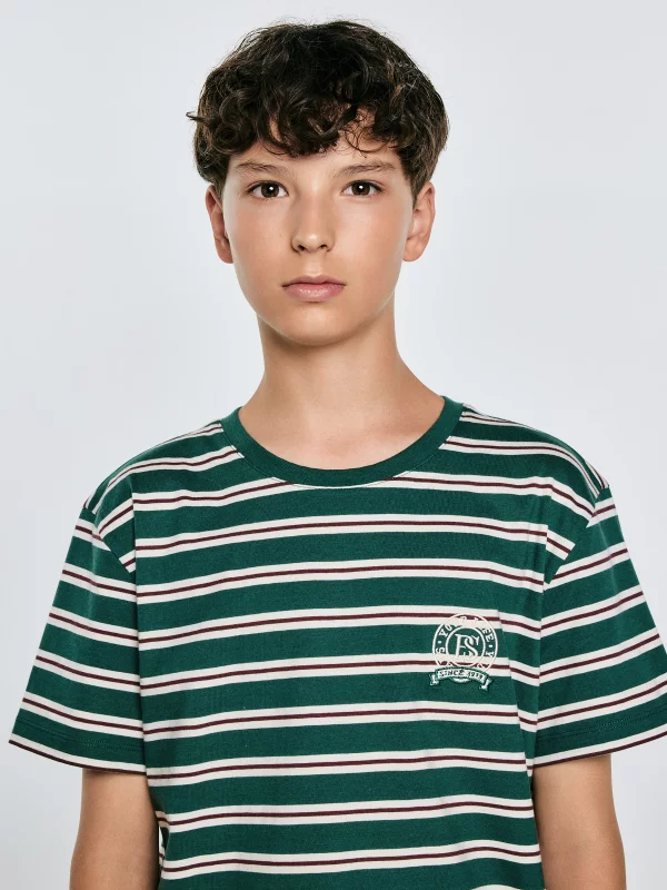 Koszulka chłopięca w paski zielona Sewer 304