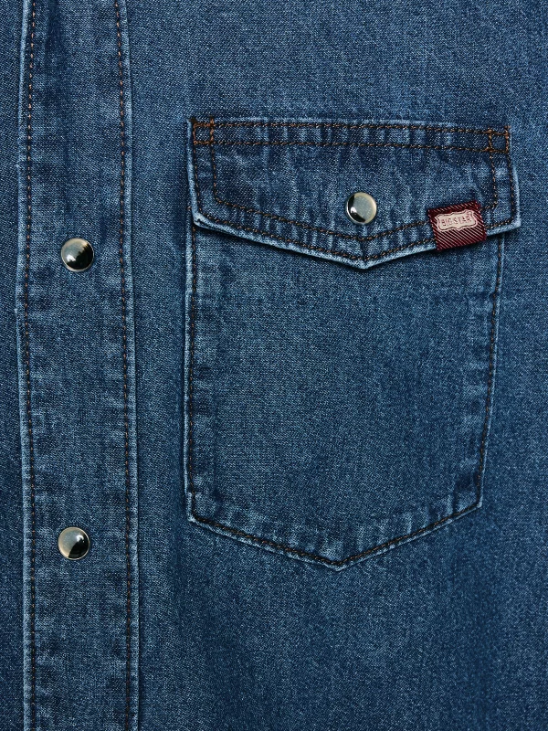 Koszula chłopięca jeansowa niebieska Western 121