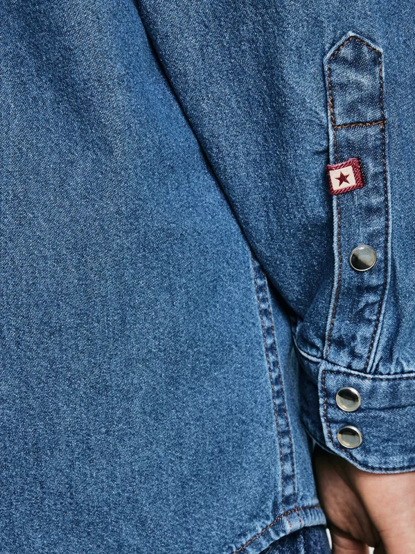 Koszula chłopięca jeansowa niebieska Western 121