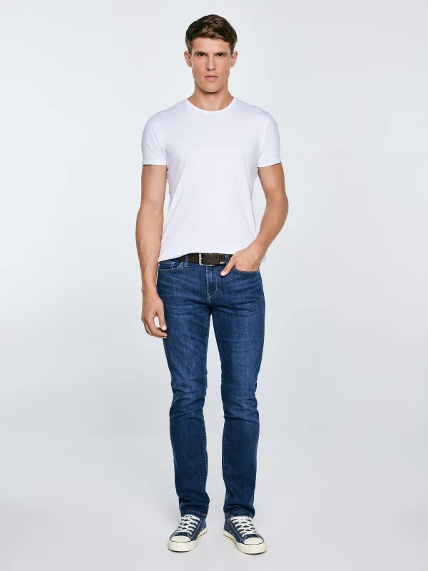 Jeansy męskie dopasowane granatowe Terry 490