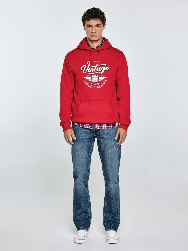 Bluza męska z kapturem z nadrukiem czerwona Luka 603