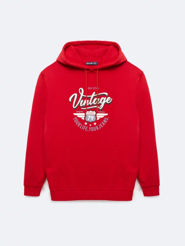 Bluza męska z kapturem z nadrukiem czerwona Luka 603