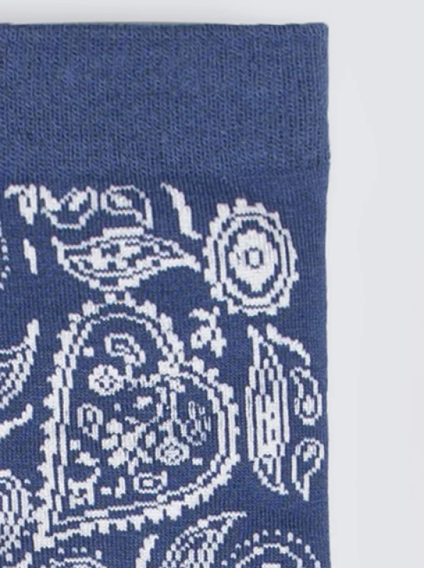 Skarpety męskie z wzorem paisley niebieskie Bandero 401