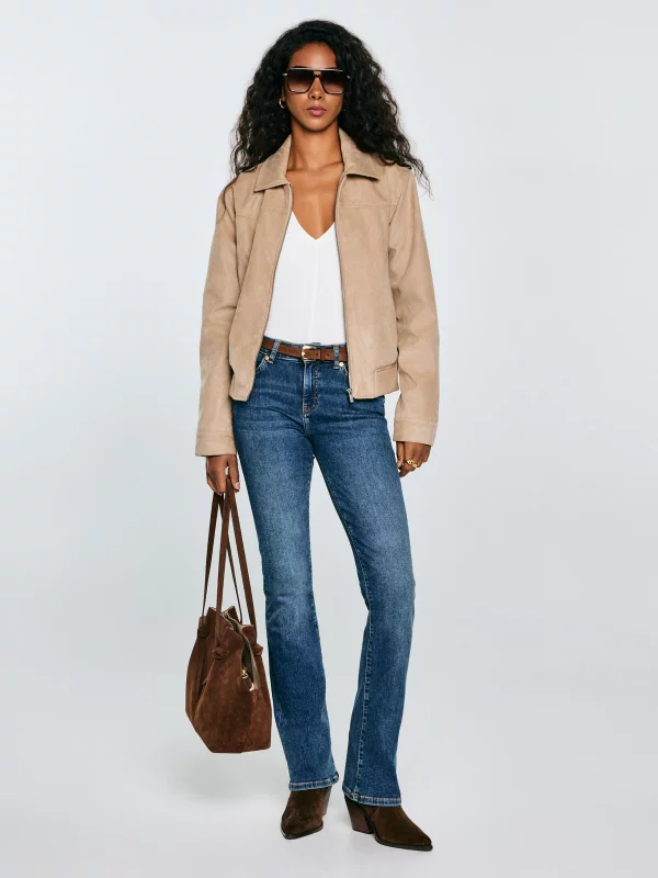 Kurtka damska bomberka z imitacji zamszu beżowa Arisash 805