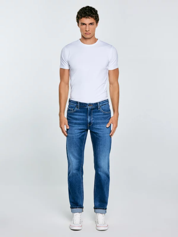 Jeansy męskie z prostą nogawką niebieskie Colt 480