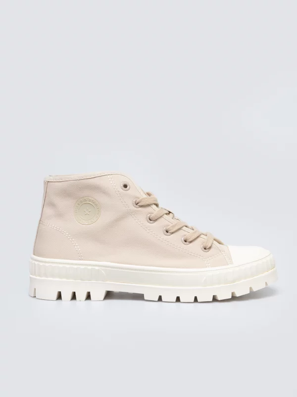 Trampki damskie wysokie beżowe OO274006 801