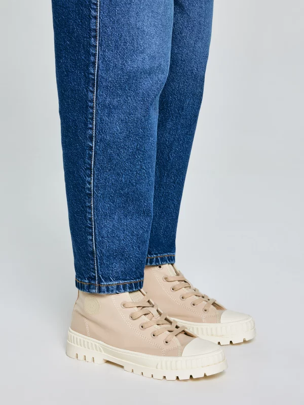 Trampki damskie wysokie beżowe OO274006 801