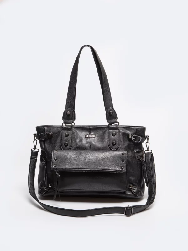 Torebka damska do ręki z dodatkowym paskiem czarna Vitea 906