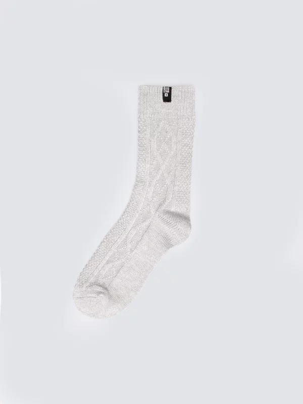 Skarpety damskie z wiskozy o warkoczowym splocie szare Eline 902